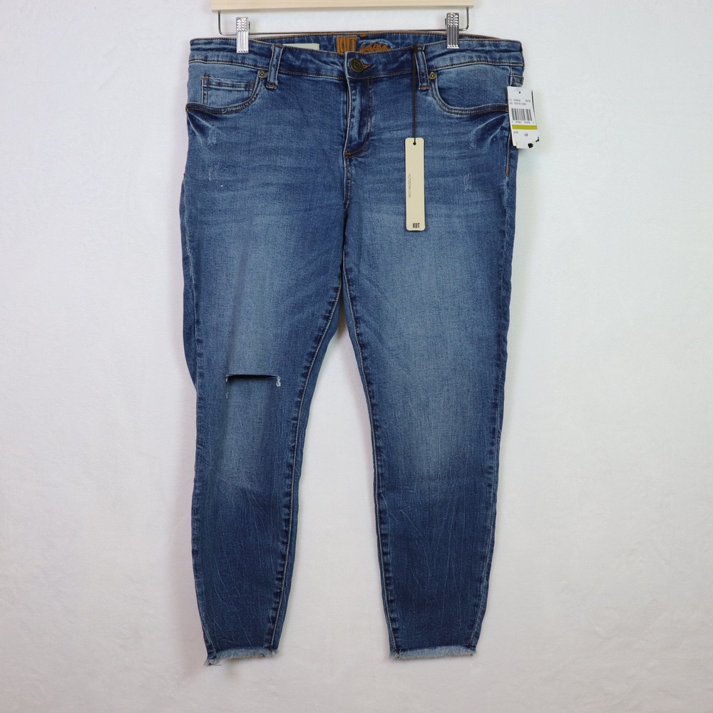 KUT FROM‎ THE KLOTH Blue Janet Distressed Ankle Skinny Petite Jeans 14P